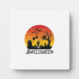 Plaque Photo Main de zombie Halloween Pierre tombale Arbre Chat