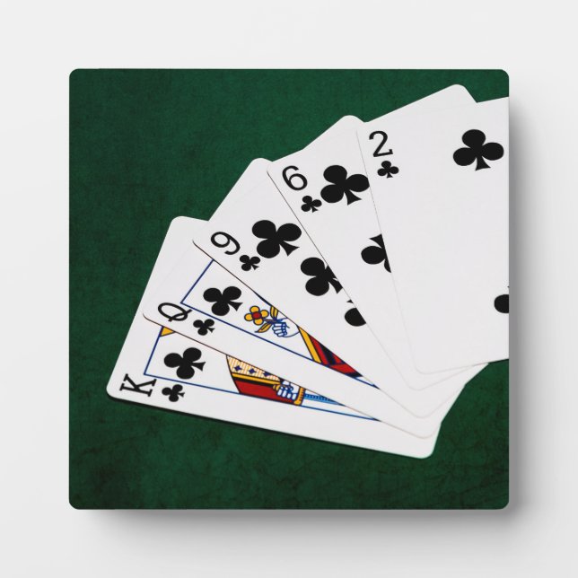 Plaque Photo Mains de Poker - Couleur - En Trèfle (Devant)