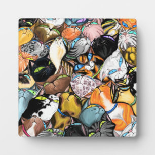 Plaque Photo Maison de chat - Cuddling Colorful Cats Hugs - Pei