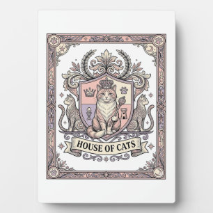 Plaque Photo Maison de chats Blason de chat Armoiries Vintage