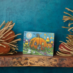 PLAQUE PHOTO MAISON DE SOURIS, PETITE MICE, TRICK OU TRAITER HA