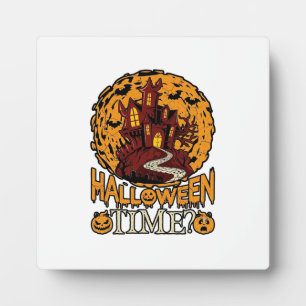 Plaque Photo Maison Hantée Halloween Pleine Lune Citrouilles