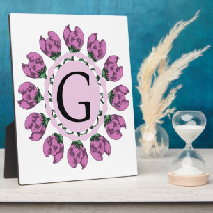 Plaque Photo Majuscule G monogramme floral