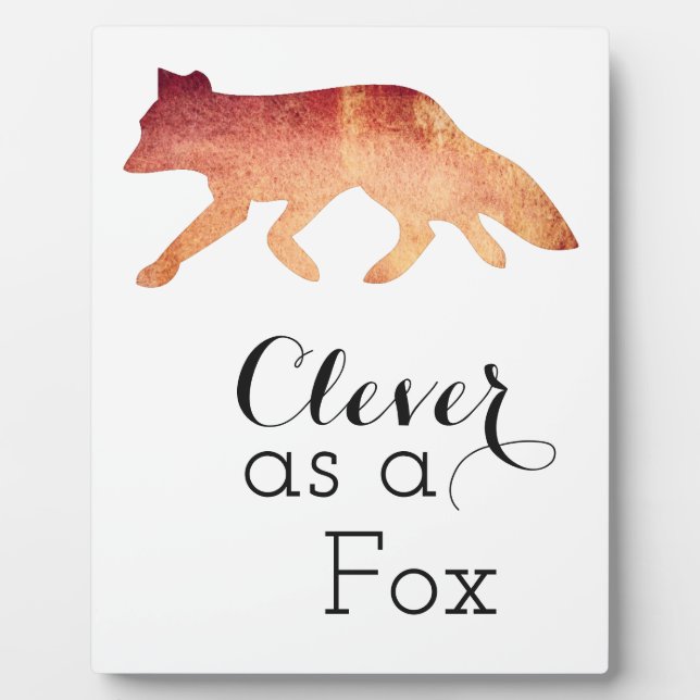 Plaque Photo Malin comme un Renard Typographique Aquarelle (Devant)