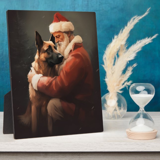 Plaque Photo Malinoi Belge Avec Noël Festif Du Père Noël (Côté)
