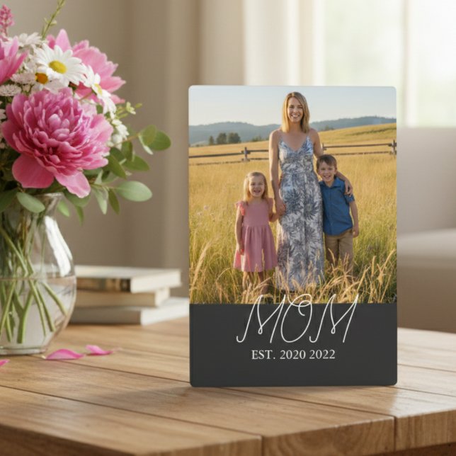 Plaque Photo Maman a établi une photo de script moderne  (Créateur téléchargé)