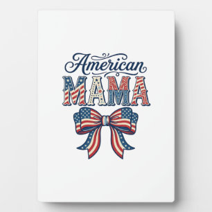 Plaque Photo Maman Américaine Arc Patriotique Vintage 4 Juillet