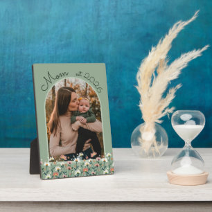 Plaque Photo Maman Boho Établie Vert Sauge Photo Personnalisée