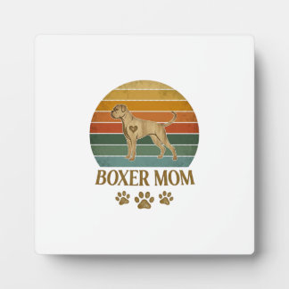 Plaque Photo Maman Boxer Chien Rétro Coucher de Soleil Empreint