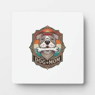 Plaque Photo Maman Chien Os Bandana Cadre Vintage_1