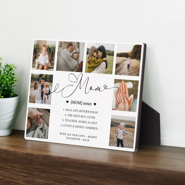 Plaque Photo Maman Définition Fête des mères Photo Collage Keep (Mom Definition Mother's Day Photo Collage Keepsake Plaque)