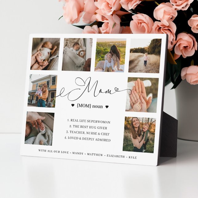Plaque Photo Maman Définition Fête des mères Photo Collage Keep (Mom Definition Mother's Day Photo Collage Keepsake Plaque)