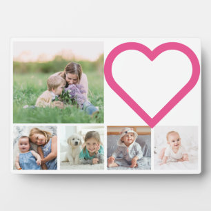 Plaque Photo Maman Famille Photo Collage Coeur rose Moderne