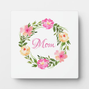 Plaque Photo Maman Feminine Floral Maman Aquarelle personnalisé