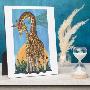 Plaque Photo Maman girafe et bébé