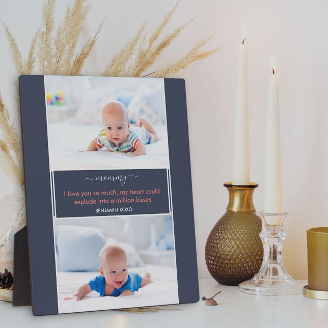 Plaque Photo Maman Je t'aime Poème 2 Photo Bleu (Créateur téléchargé)