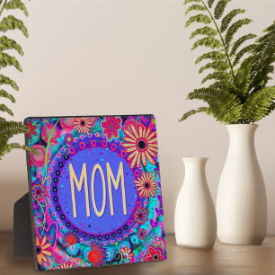 Plaque Photo Maman Joli Floral rose Whimsical