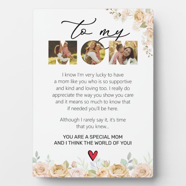 Plaque Photo Maman Keepsaké de la fille Son aquarelle florale (Devant)