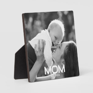 Plaque Photo Maman personnalisée établie moderne gras noir blan