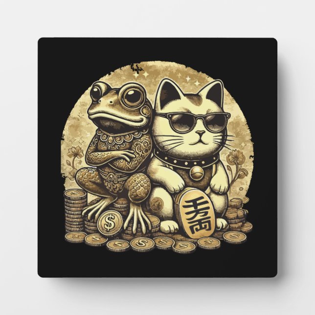 Plaque Photo Maneki Neko et Jin Chan - La chance et la prospéri (Devant)