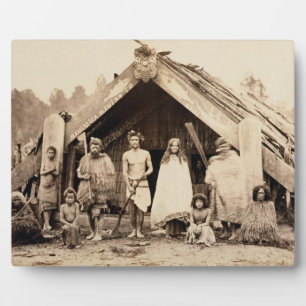 Plaque Photo Maori Family, New Zealand, c.1880s (albumen print)