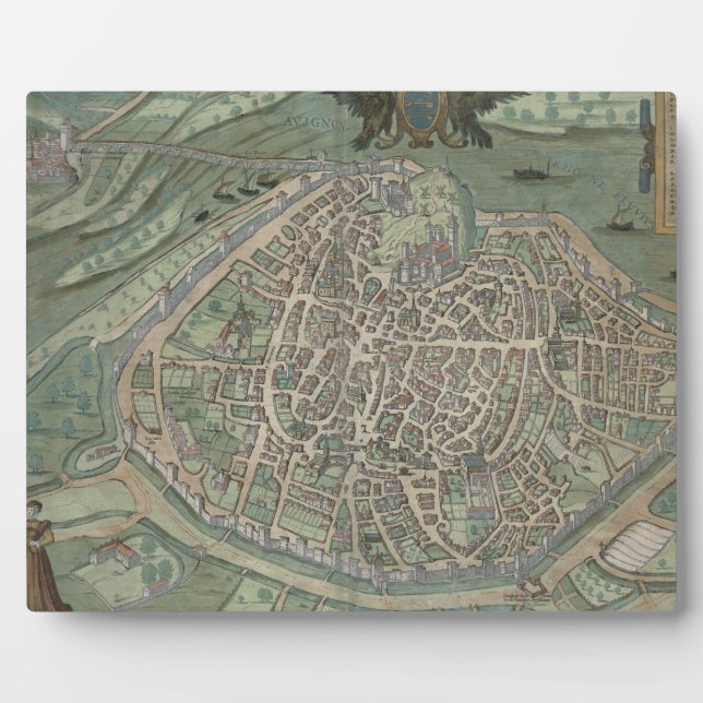 Plaque Photo Map of Avignon, from 'Civitates Orbis Terrarum' by (Devant)