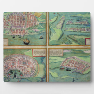 Plaque Photo Map of Calais, Malte, Rhodes, et Famagusta, from