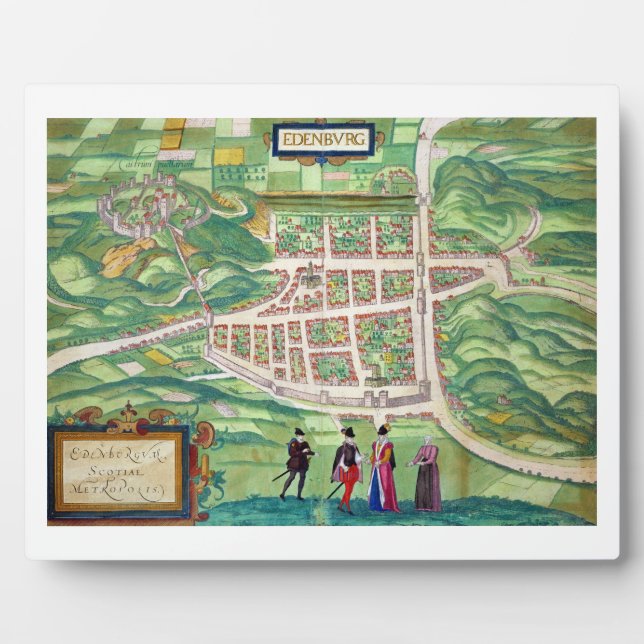 Plaque Photo Map of Edinburgh, from 'Civitates Orbis Terrarum' (Devant)
