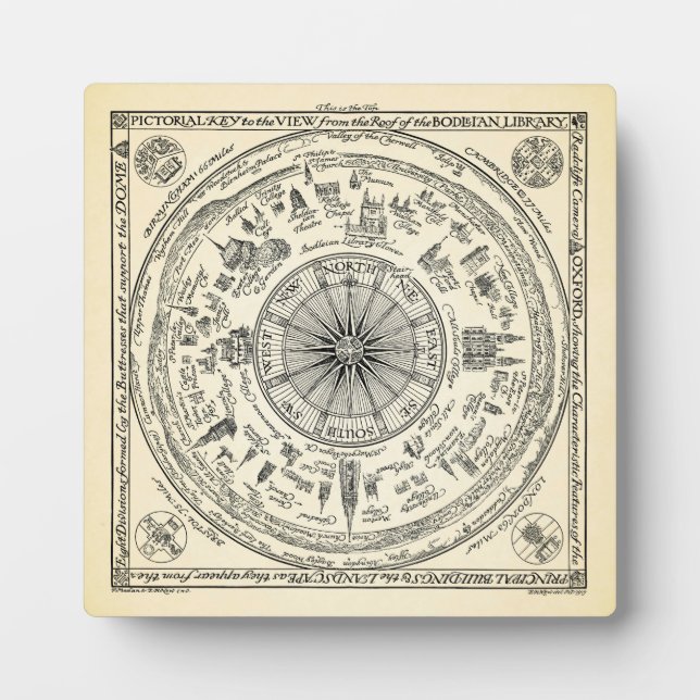 Plaque Photo Map of Oxford view from the Bodleian (Devant)