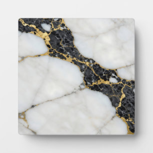 Plaque Photo Marbre Luxe Noir Blanc Or