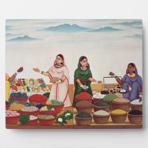 Plaque Photo Marché de légumes et d'épices à Bénarès, vers 1840