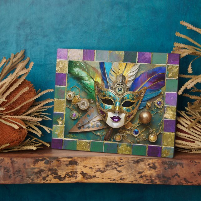 Plaque Photo Mardi Gras Troisième Oeil Gold Céramique Masque (Côté)