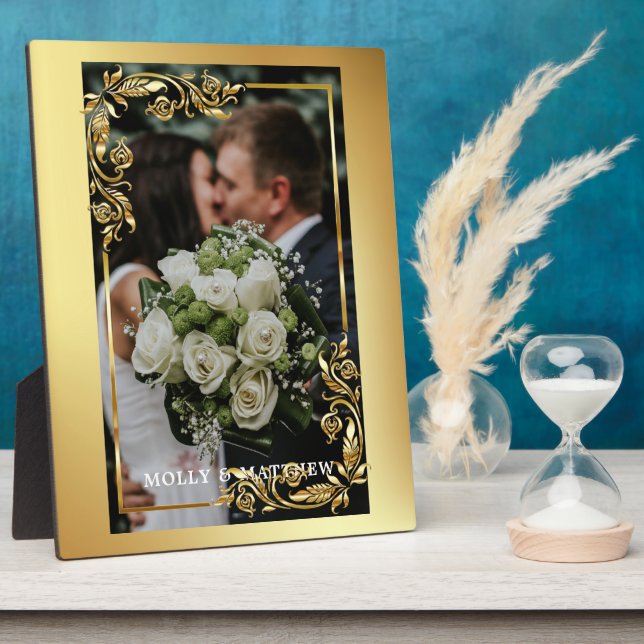Plaque photo Mariage à cadre doré (Côté)