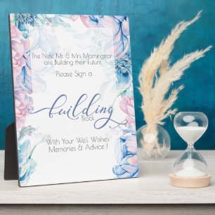 Plaque Photo Mariage Bâtiment BLue Peonies roses