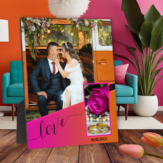 Plaque photo Mariage de Boho rose-orange
