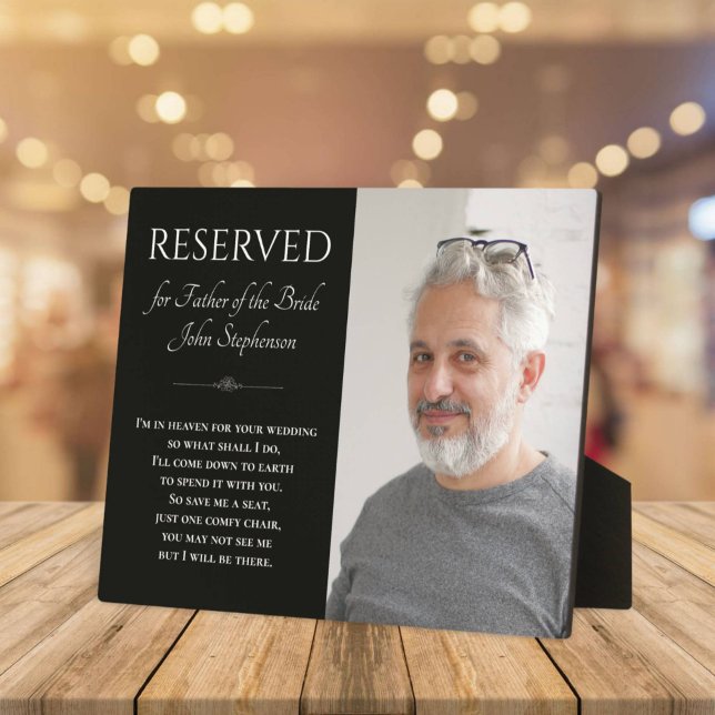 Plaque Photo Mariage du mémorial photo du Père noir de la marié (Créateur téléchargé)