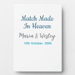Plaque Photo Mariage fait au ciel couple bleu noir nom date