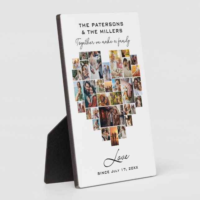 Plaque Photo Mariage Famille Anniversaire Coeur Photo Collage (Côté)