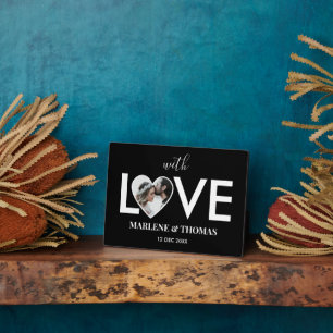 Plaque Photo Mariage Fiançailles Photo personnalisée Black Hear