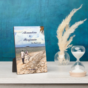 Plaque Photo Mariage mariée Groom Tropical Palm Merci personnal