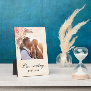 Plaque Photo Mariage Pampas herbe rose pâle