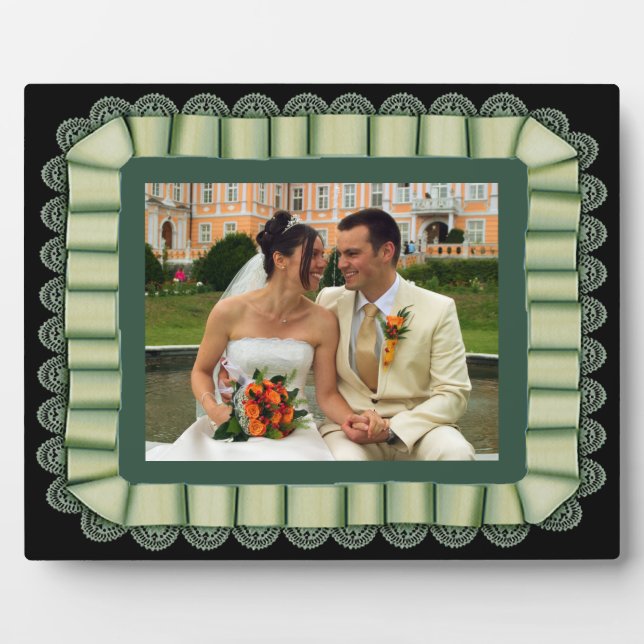 Plaque Photo Mariage personnalisé Photo vert dentelle ribbon ca (Devant)
