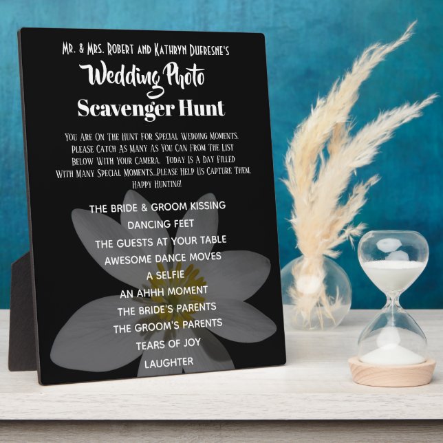 Plaque Photo Mariage Photo Scavenger Chasse Noir (Côté)
