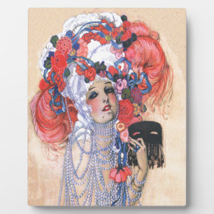 Plaque Photo Marie Antoinette Girl Costume Beads Feathers Deco