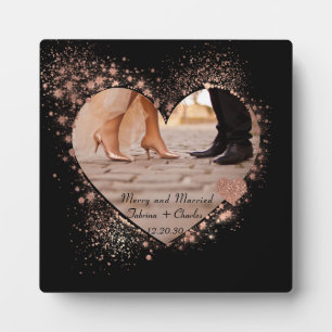 Plaque Photo Mariés & Joyeuse Rose Gold Lumières Scintillantes 