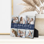 Plaque Photo Marine | Les petits-enfants font la vie Grand Phot<br><div class="desc">Créez un cadeau sucré pour une grand-mère ou un grand-père bien-aimés avec cette belle plaque photo collage. "Les petits-enfants font grandir la vie" apparaît dans le centre en calligraphie blanche sur un arrière - plan bleu marine. Customisez avec 6 photos de leurs petits-enfants.</div>