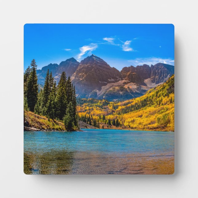 Plaque Photo Maroon Bells à Aspen, Colorado (Devant)