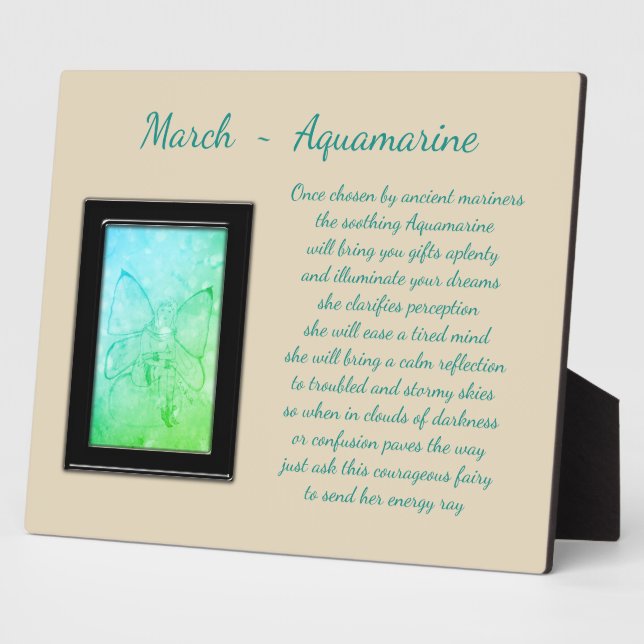 Plaque Photo Mars Birthstone Aquamarine (Côté)