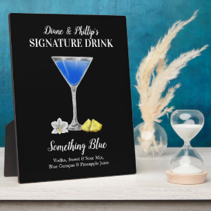 Plaque Photo Martini bleu ・ PERSONNALISER cette signature Boire