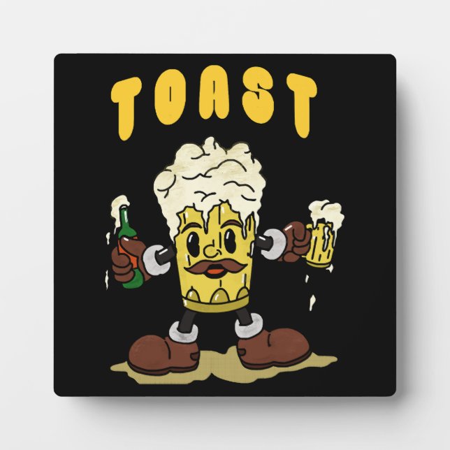 Plaque Photo Mascotte de toast à la bière (Devant)